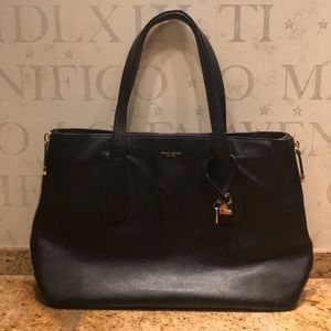 Henri Bendel Saffiano Black Leather Tote
